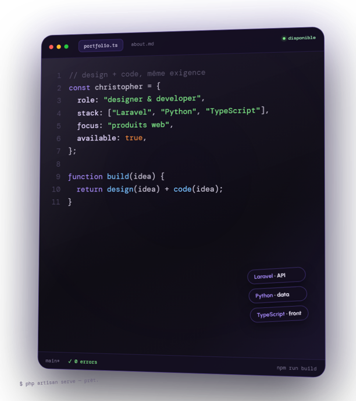 Design & code,dans la même main.